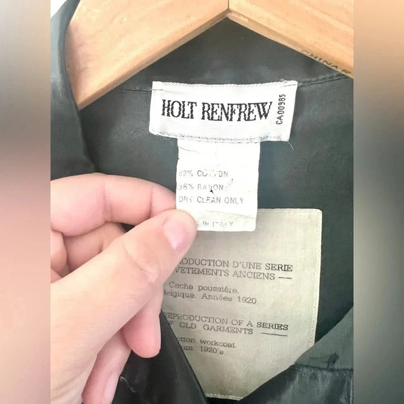 Holt Renfrew Vintage Blue Cotton Collared Long Line Button Front Jacket Size 44 - Picture 8 of 13